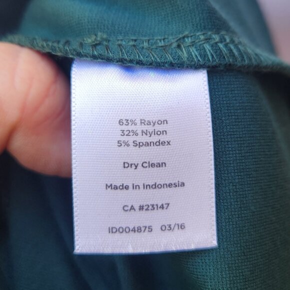 🔴SOLD🔴 Talbots Ponte Knit Green Sheath Dress 3/4 Sleeves Wide High Mockneck - Picture 12 of 12